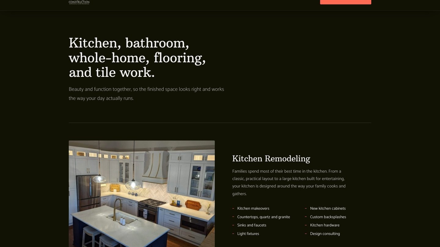 The services section of the new homepage